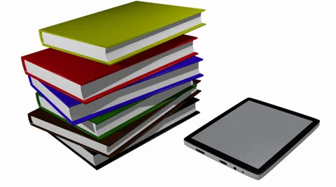 Books transferred into tablet Stock Footage 28976941