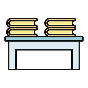 Books two stacks on a simple table 库存插图