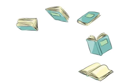 Books vector background, set od books in different positions Stock Illustration