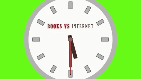 Books Vs Internet Clock Animation Green Screen Stock Footage 342397410