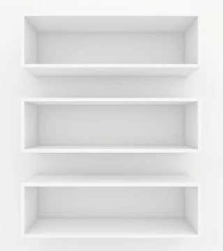 Bookshelf. 3d render on white background Illustrazione stock