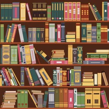 Bookshelf, books,  library Stock Illustration