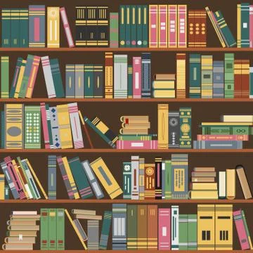 Bookshelf, books,  library, vector Stock Illustration