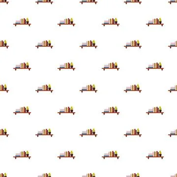 Bookshelf with books seamless pattern background Stock Illustration