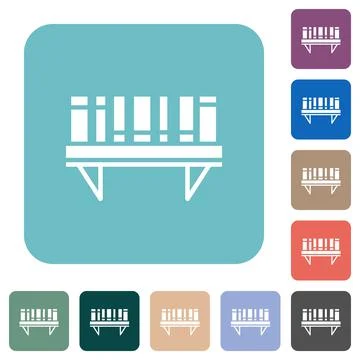 Bookshelf with books solid rounded square flat icons Stock Illustration