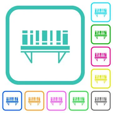 Bookshelf with books solid vivid colored flat icons Stock Illustration