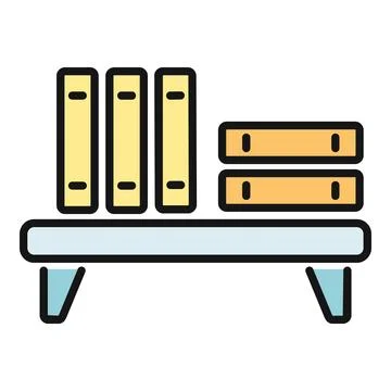 Bookshelf with books storing knowledge and education icon 스톡 일러스트