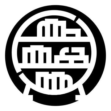 Bookshelf circle library concept minimalist icon design Stock Illustration