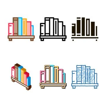 Bookshelf concepts icon vector outline Stock Illustration