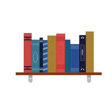 Bookshelf with different books isolated Illustrazione stock