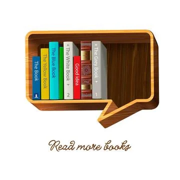 Bookshelf in the form of speech bubble. Bookshelf form of speech bubble, v... Stock Photos