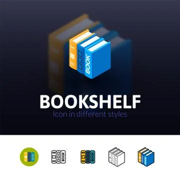 Bookshelf icon in different style Stock Illustration