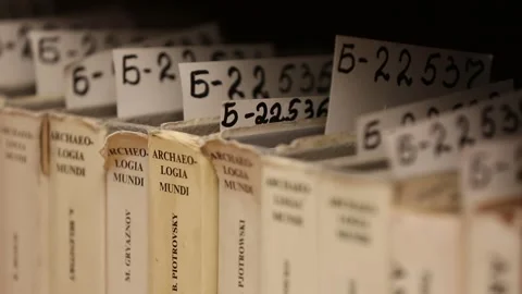 Bookshelf in library  1 Stock Footage 320636857