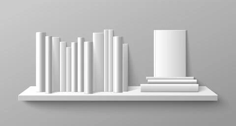 Bookshelf mockup isolated on gray background Stock Illustration