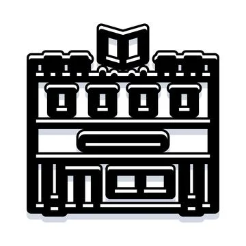 Bookshelf with open book concept icon design Stock Illustration