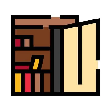 Bookshelf with open book symbol learning education Illustrazione stock