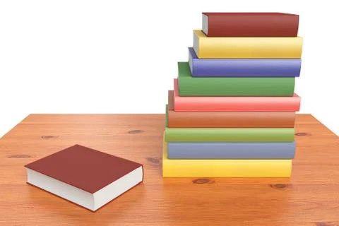 Bookshelf or table with stack of books 스톡 일러스트