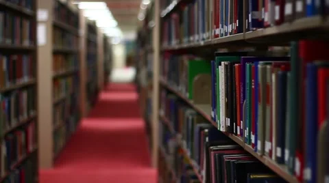 Bookshelf Pan Left Stock Footage 1094226