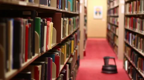 Bookshelf Pan Right Stock Footage 1094227