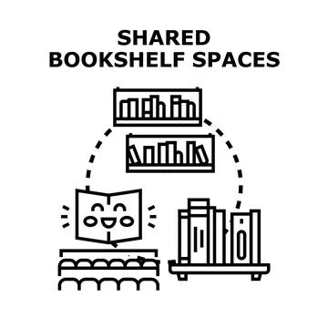 Bookshelf sharing reading club vector illustration Stockillustratie