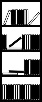 Bookshelf Silhouette. Black and White Icon Design Elements on Isolated Whit.. Stock Illustration