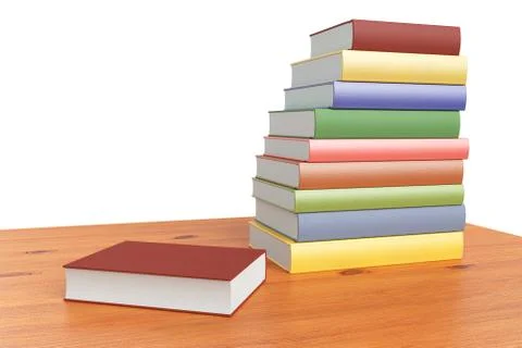 Bookshelf with stack of books closeup 스톡 일러스트