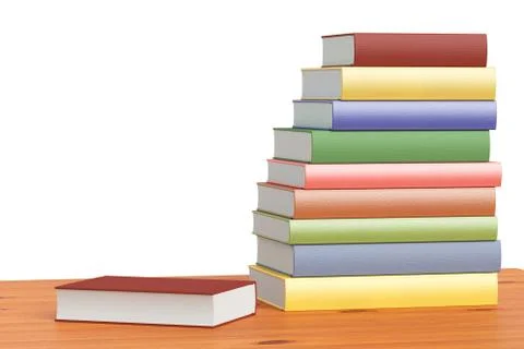 Bookshelf with stack of color books Stock Illustration