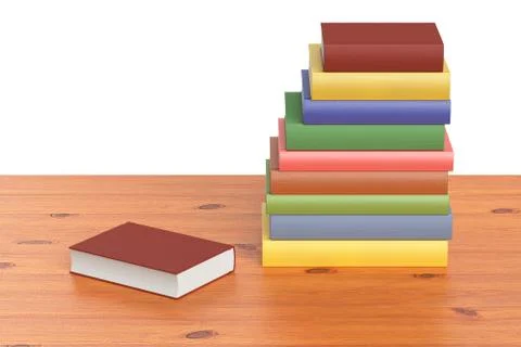 Bookshelf with stack of colored books Stock-Illustration