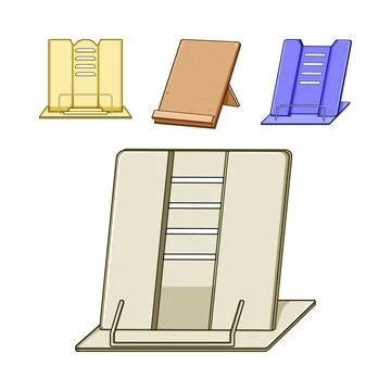 Bookshelf stand, reading holder, tablet support set Stock Illustration