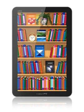 Bookshelf in tablet computer Stock Illustration