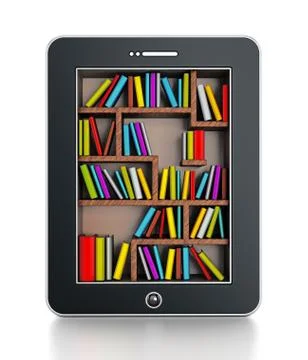 Bookshelf in tablet computer Illustrazione stock