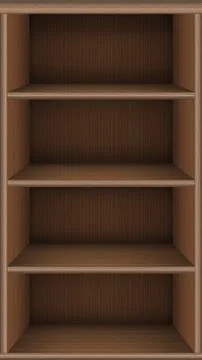 Bookshelf virtual library. Vector realistic wooden online media books background Stock Illustration