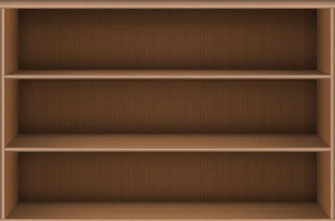 Bookshelf virtual library. Vector realistic wooden online media books background Stock Illustration