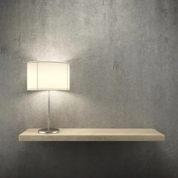 Bookshelf on the wall with lamp 库存插图