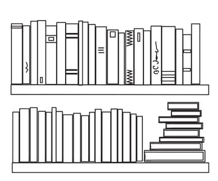 Bookshelf on a white background. Silhouette. Vector Stock Illustration