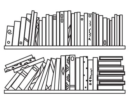 Bookshelf on a white background. Silhouette. Vector Stock Illustration