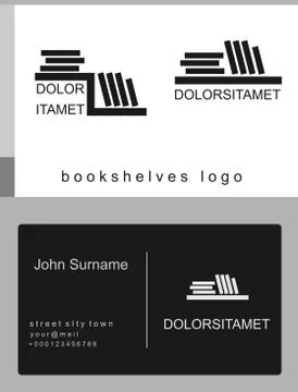 Bookshelves logo set Stock Illustration