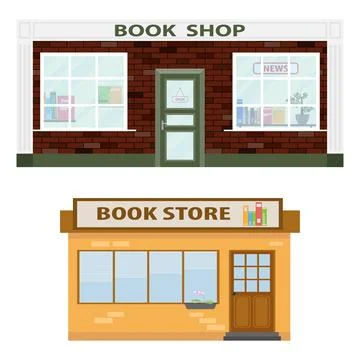 Bookshop, bookstore facade. Stock Illustration