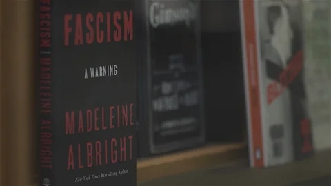Bookshop window - various titles Stock Footage 93210198