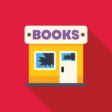 Bookstore with broken windows after a robbery attempt Ilustración de archivo
