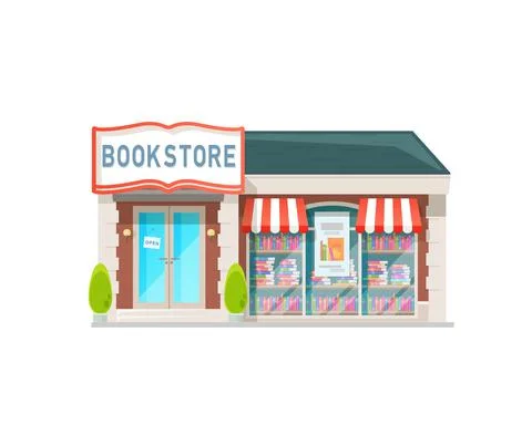 Bookstore shop vector building facade showcase Ilustración de archivo