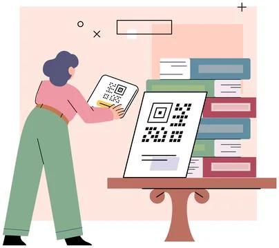 Bookstore on smartphone application. Female client chooses books in online store Illustrazione stock