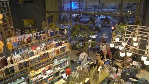 Bookstore top view Stock Footage