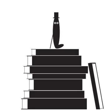 Bookworm hat is on the books イラスト素材