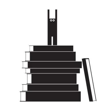 Bookworm hat is on the books Stock Illustration