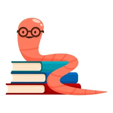 Bookworm wearing glasses relaxing on a stack of books Stock Illustration