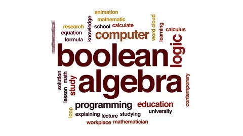 Boolean algebra animated word cloud. Kinetic typography. Vídeo Stock 114256691