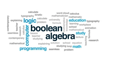 Boolean algebra animated word cloud. Kinetic typography. Vídeo Stock 114256736