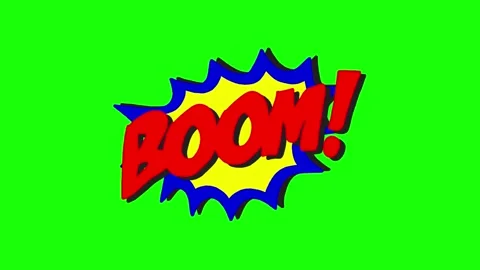 Boom 2D Animation Hand Drawn Sticker on Green Stock Footage 165352287