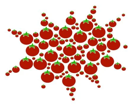 Boom Bang Composition of Tomato Stock Illustration